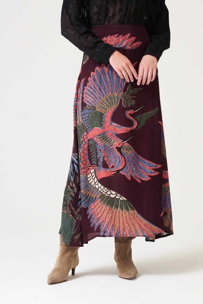 A-line Maxi Skirt by One Hundred Stars in Crane Plum