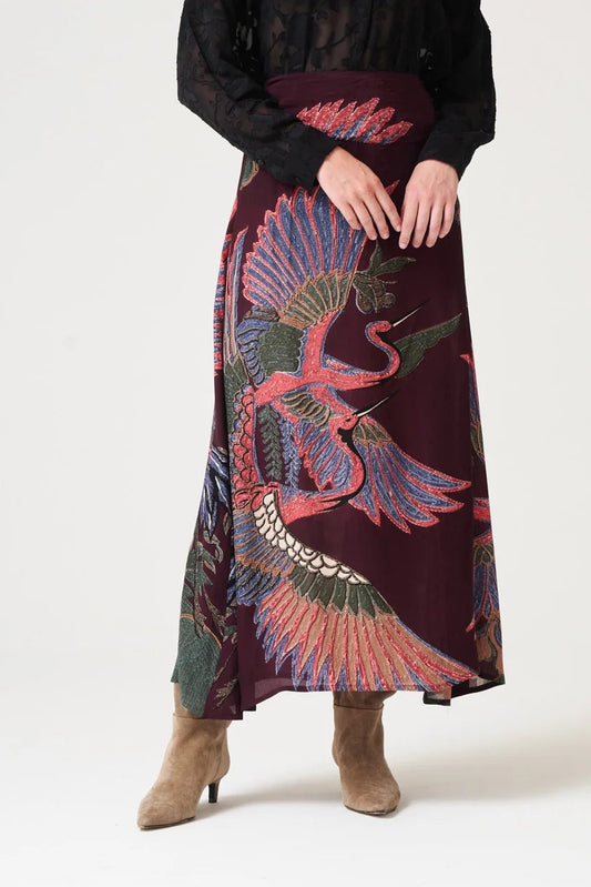 A-line Maxi Skirt by One Hundred Stars in Crane Plum