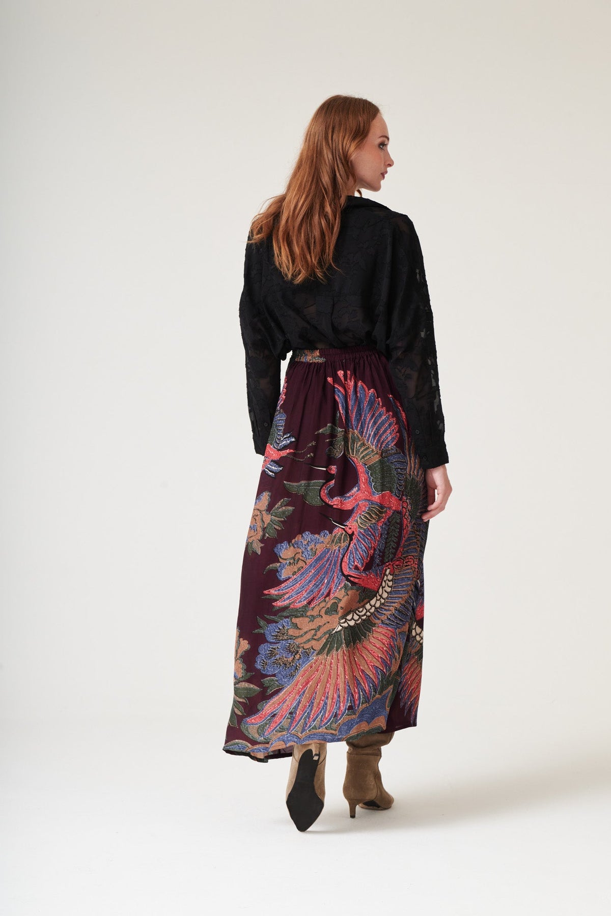 A-line Maxi Skirt by One Hundred Stars in Crane Plum