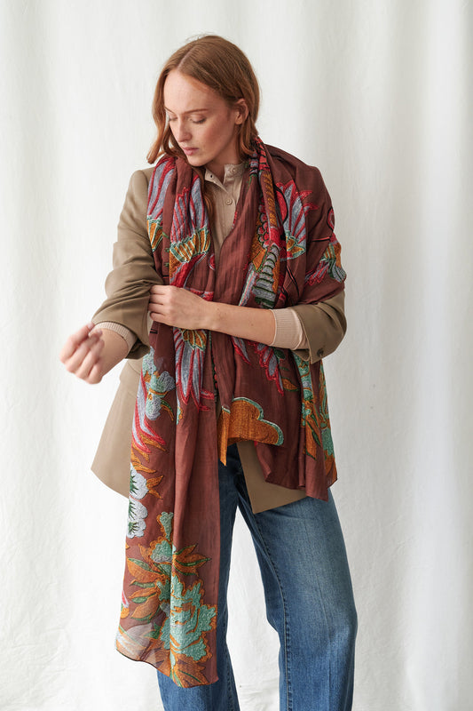 Scarf by One Hundred Stars in Crane Brown