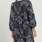 Floral Paisley Split Neck Mini Dress by Umgee in Navy