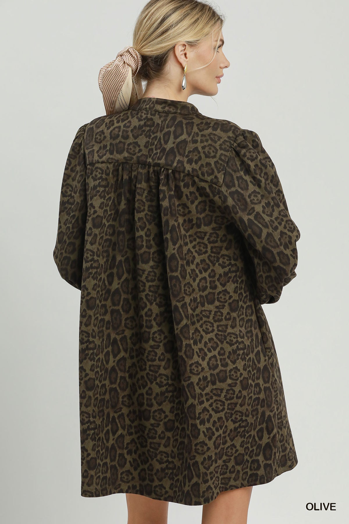 Animal Print Mini Dress by Umgee in Olive