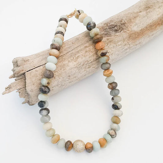 Large Amazonite Rondelle with Pave Ball by Virtue