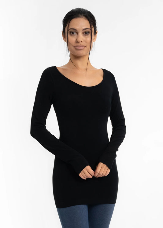 Reversible Long Sleeve Top in Black by Elietian