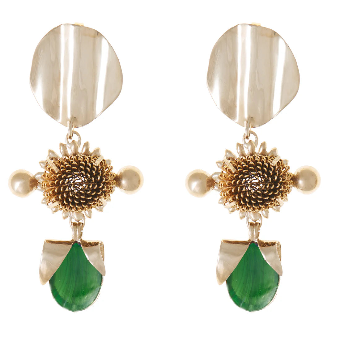 Iris Earring by Castlecliff in Green Glass