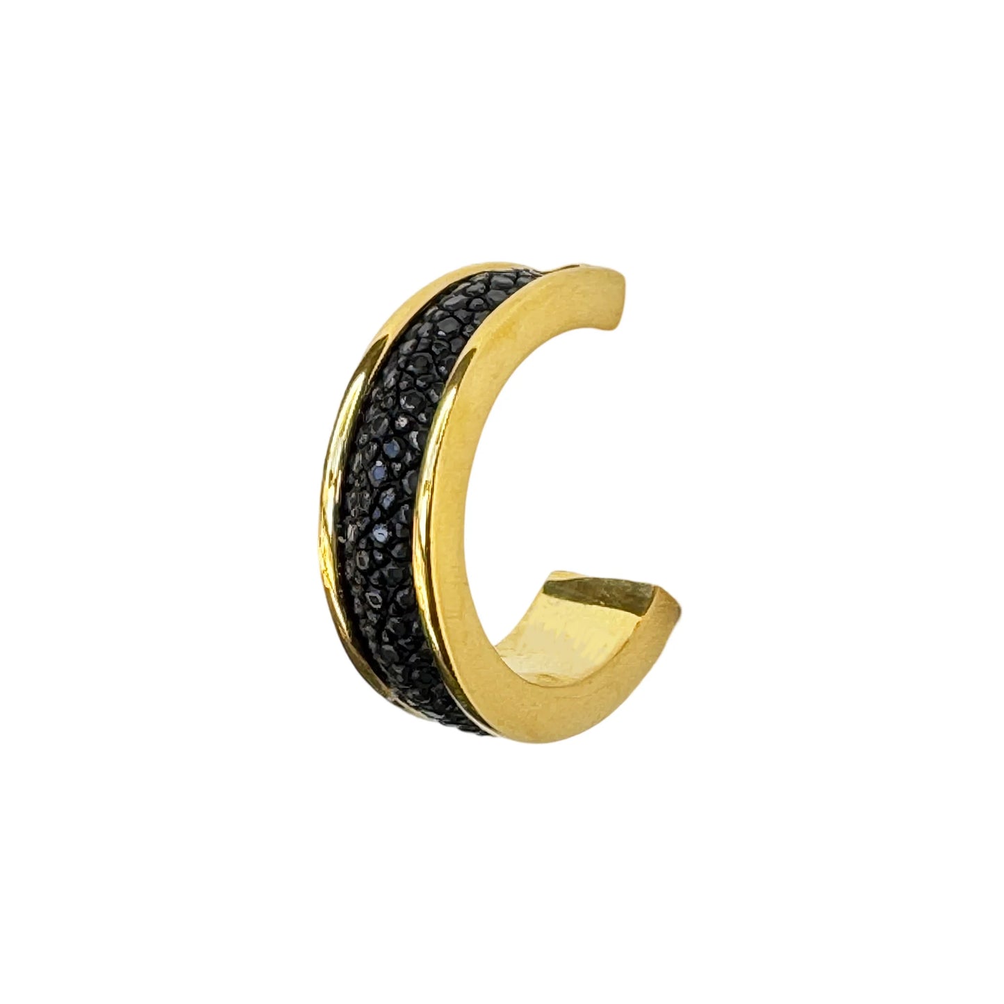 LUNA Gold Plated Earring Shagreen Inlay Black by VIVO Studios