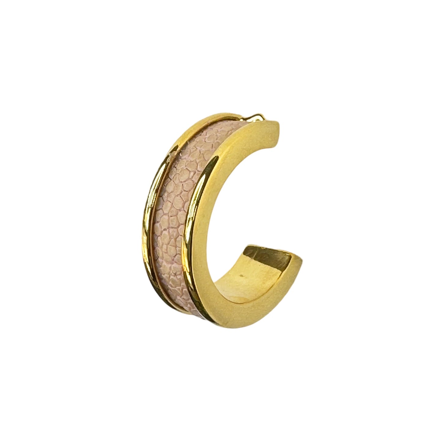 LUNA Gold Plated Earring Shagreen Inlay Wheat by VIVO Studios