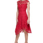Sleeveless Lace Fit and Flare Dress by Eliza J in Fuchsia