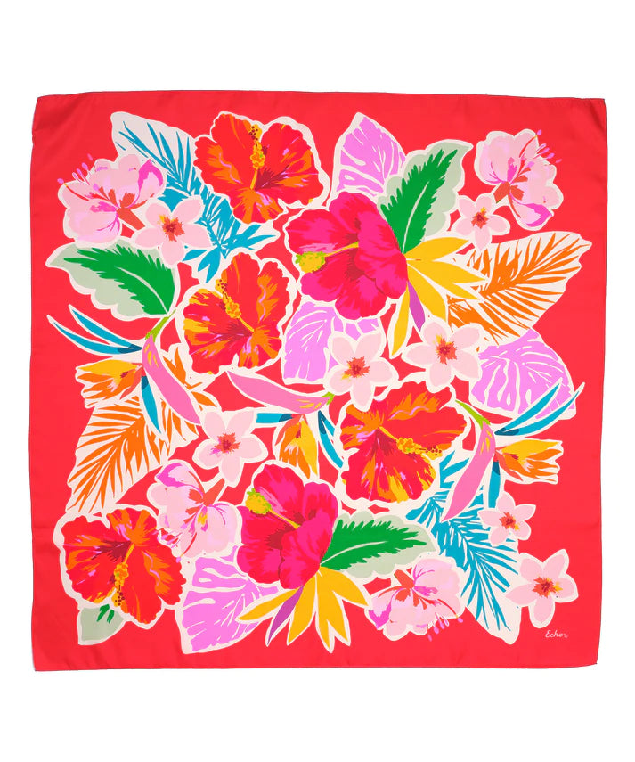 Tahiti Floral Scarf by Echo New York in Hibiscus