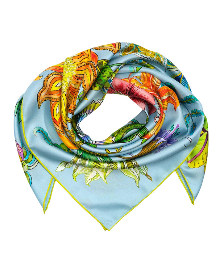 Sunkissed Silk Square Scarf by Echo in Sky Blue