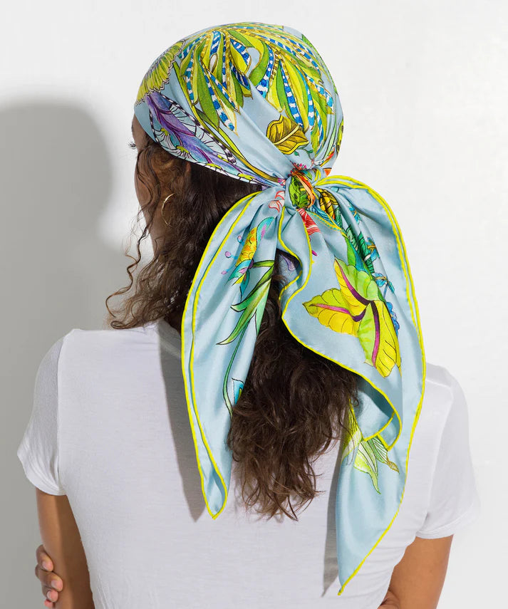 Sunkissed Silk Square Scarf by Echo in Sky Blue