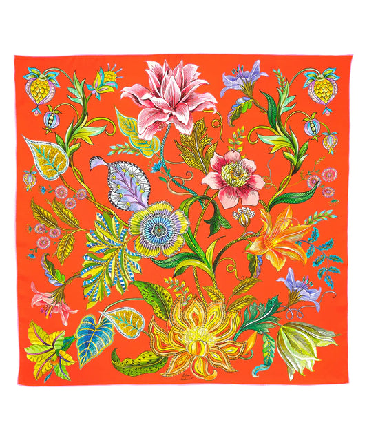 Sunkissed Silk Square Scarf by Echo in Tangerine