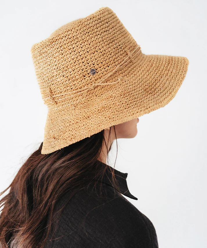 Raffia Packable Bucket Hat by Echo in Natural