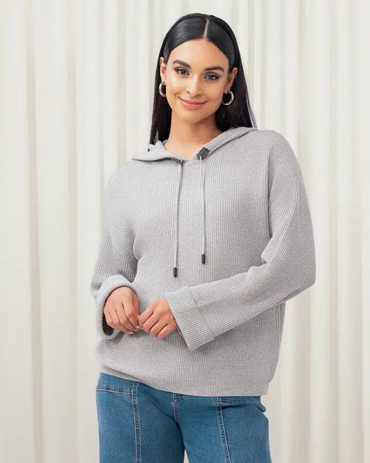 Sweater Hoodie by Elena Wang in Silver