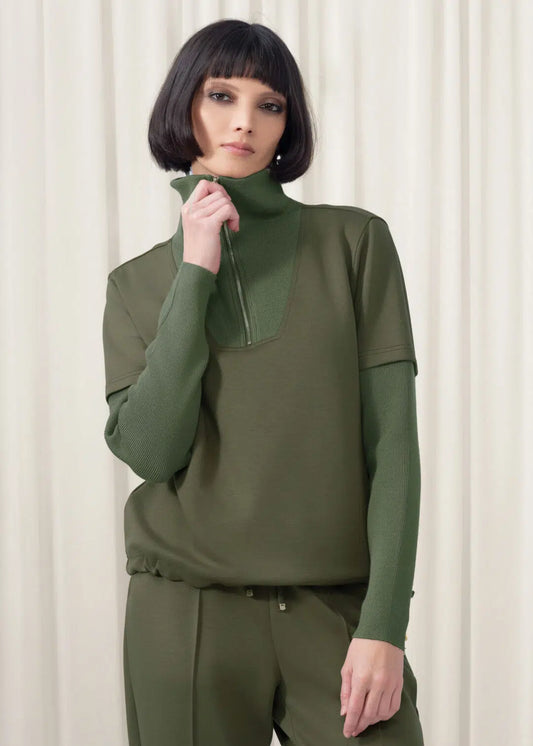 Zip Top by Elena Wang in Olive Khaki