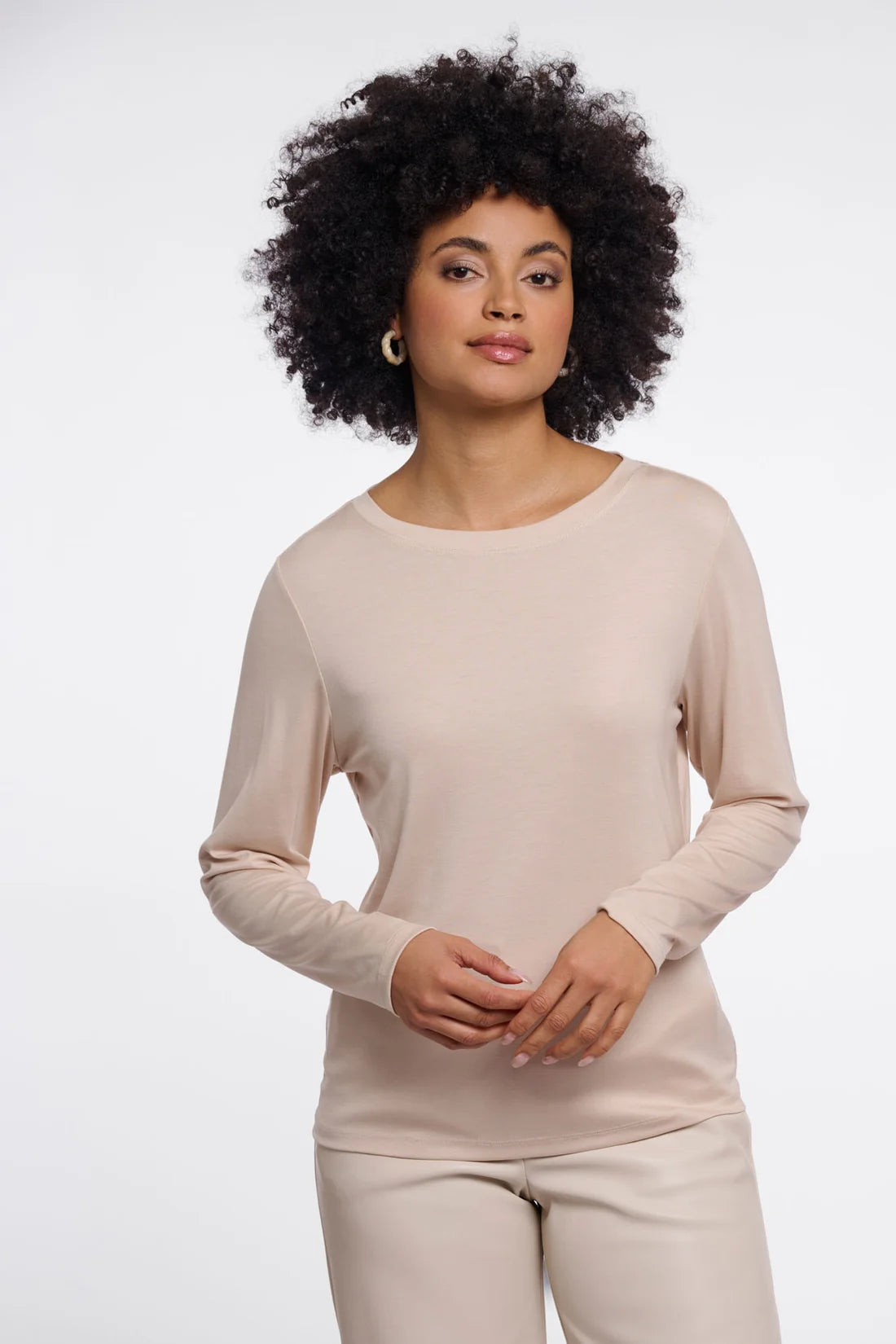 Eason Crew Slinky Tee by Rino & Pelle in Oat
