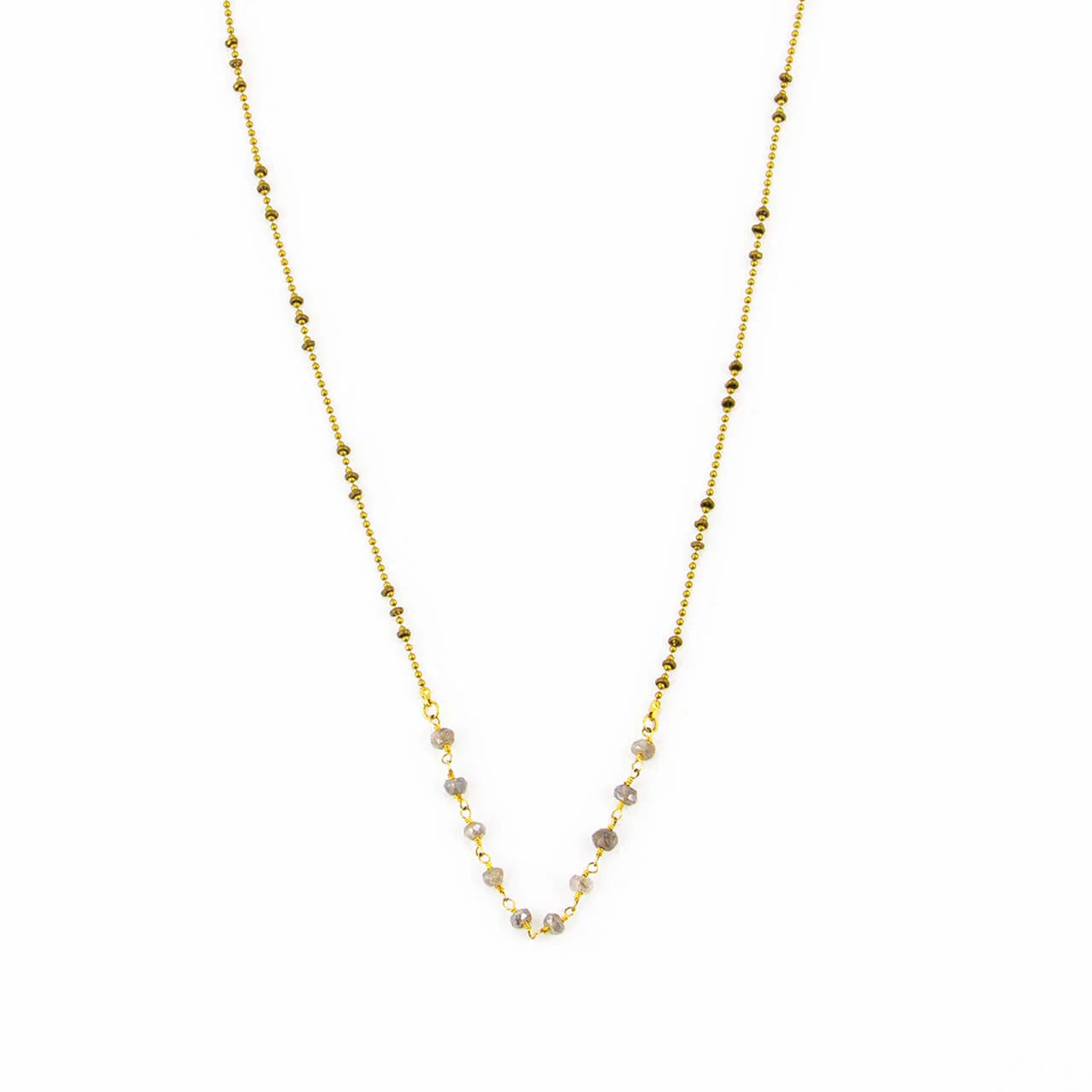 Eleanor Simple Rosary Chain Necklace by Santore Jewelry in Labradorite