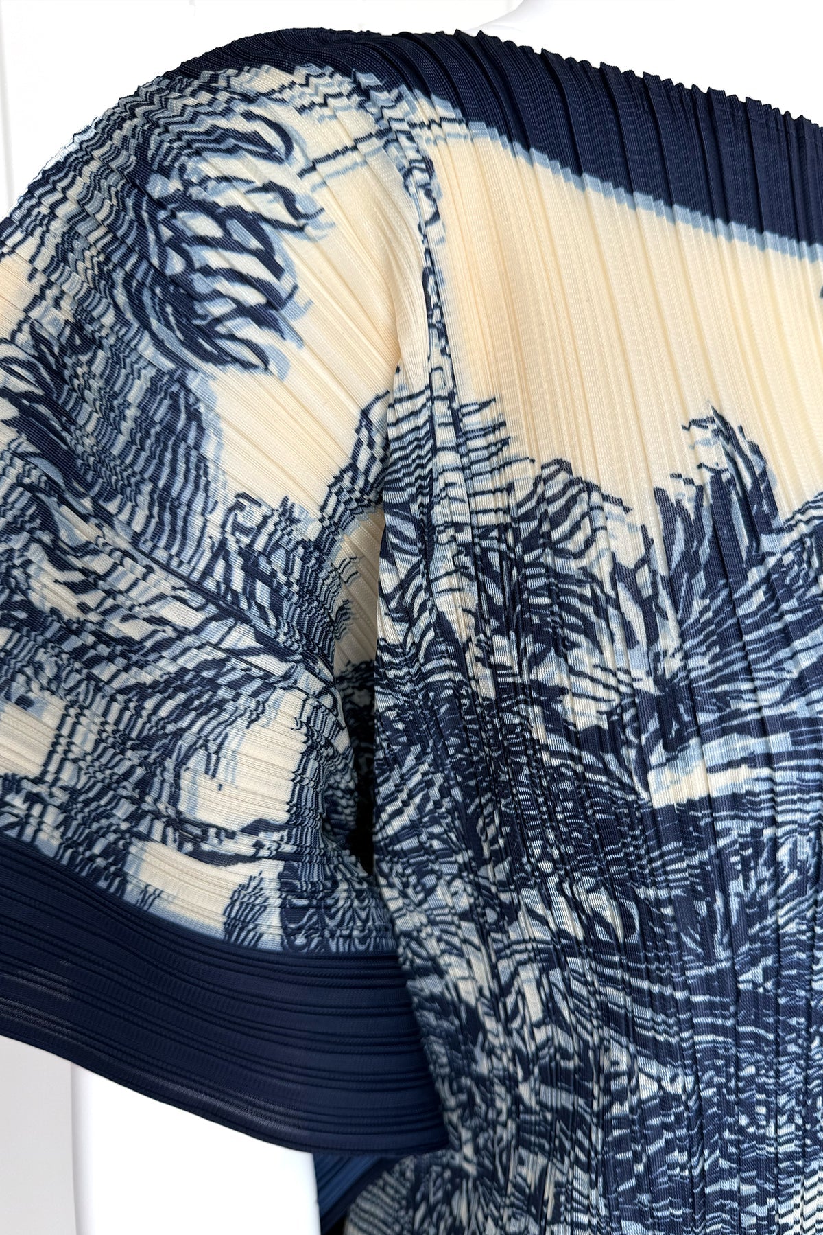 Elodie Plisse Scarf Top by Wild Cosmos in Navy Print