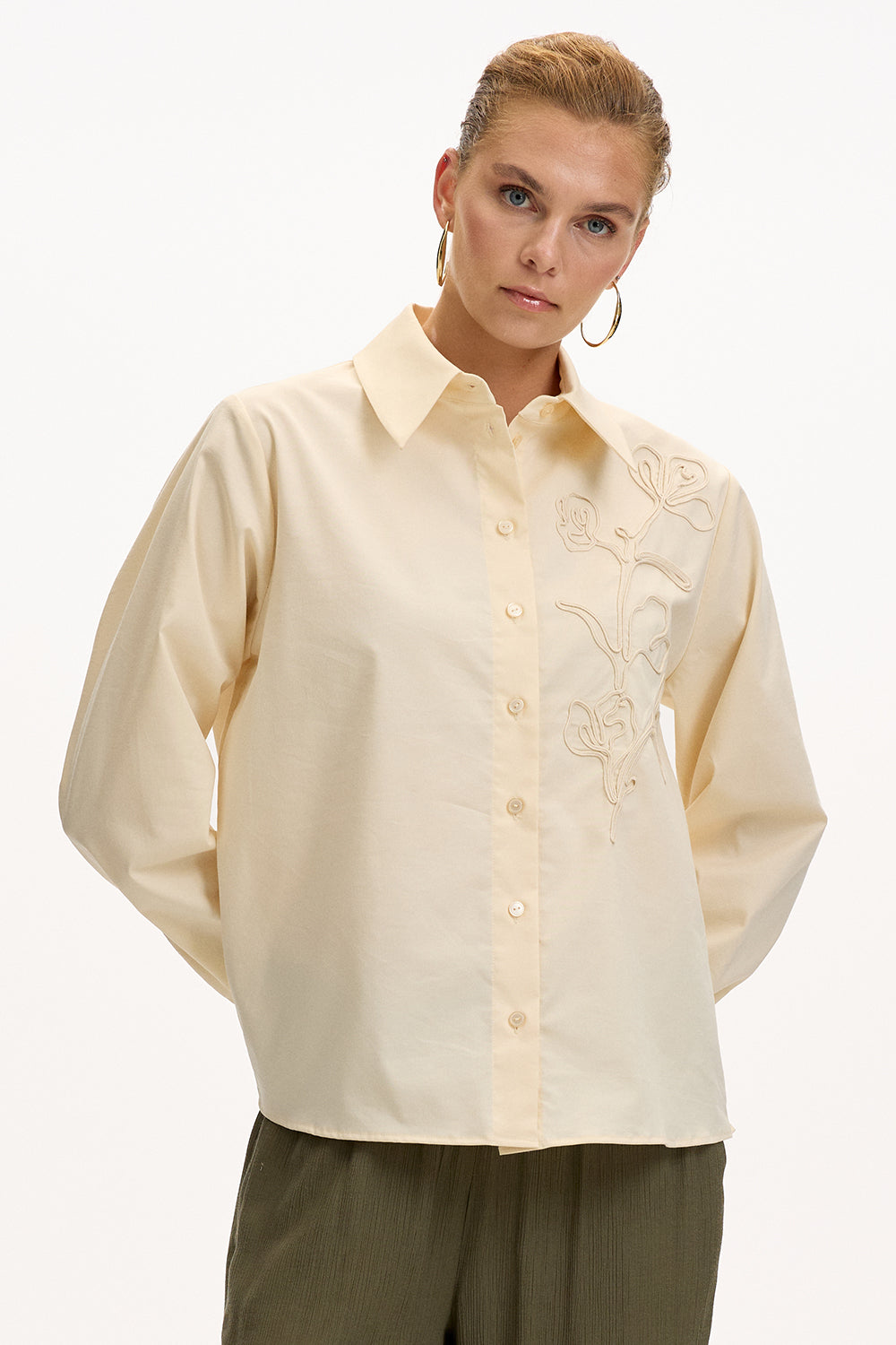 Kierra Shirt by Exquise in Cream