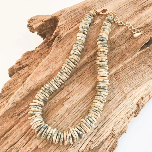 Heishi Disc 17.5" Necklace by Virtue Jewelry Design in Cream