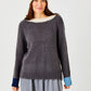 Farris Contrast Trim Soft Knit Sweater by Suzy D London in Grey Contrast
