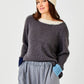 Farris Contrast Trim Soft Knit Sweater by Suzy D London in Grey Contrast