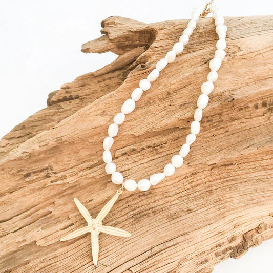 Freshwater Pearl Necklace with Starfish by Virtue Jewelry Design