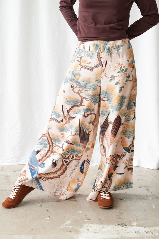 Hummingbird Palazzo Pants by One Hundred Stars in Nude