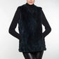 Rex Rabbit V-Neck Fur Vest by Linda Richards in Black