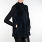 Rex Rabbit V-Neck Fur Vest by Linda Richards in Black