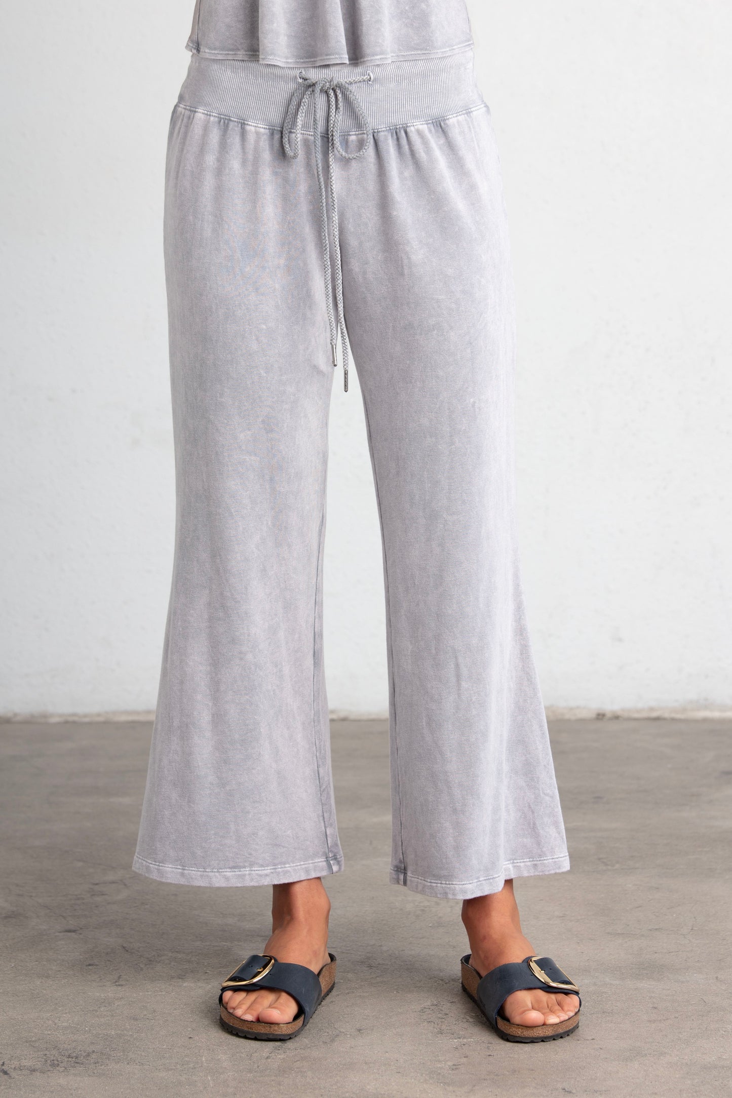 Crop Bell Bottom Pants by Mila in Silver