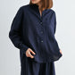 Linen Drop Shoulder Shirt by Fun2Fun in Navy