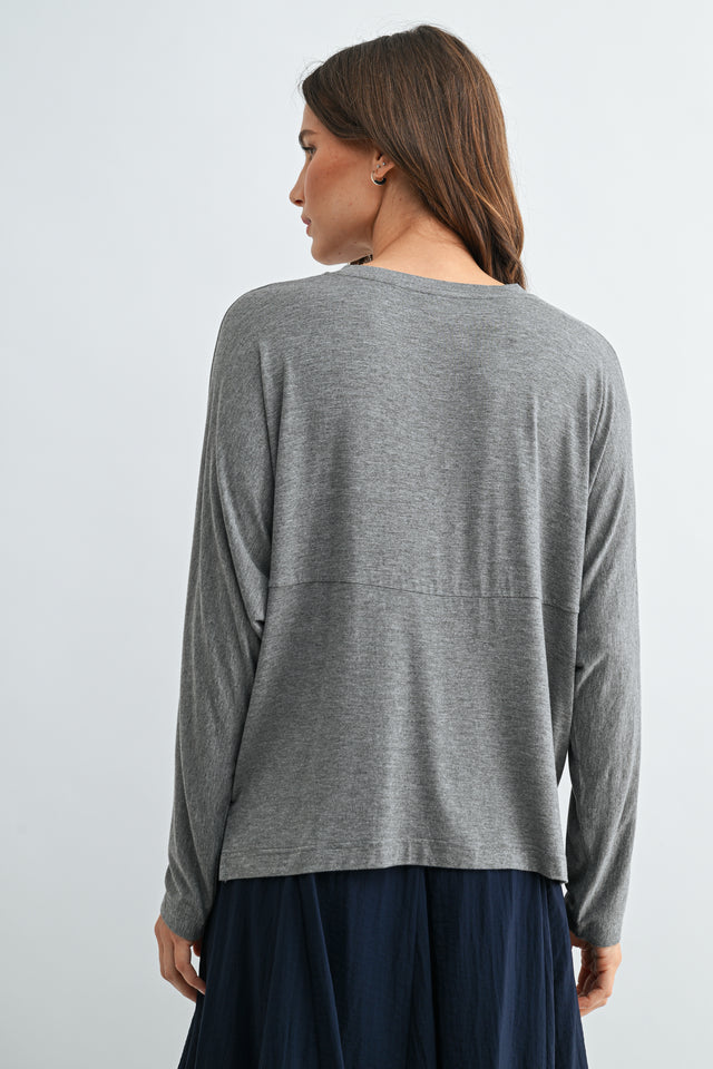 Soft Knit Long Sleeve Top by Fun2Fun in Grey