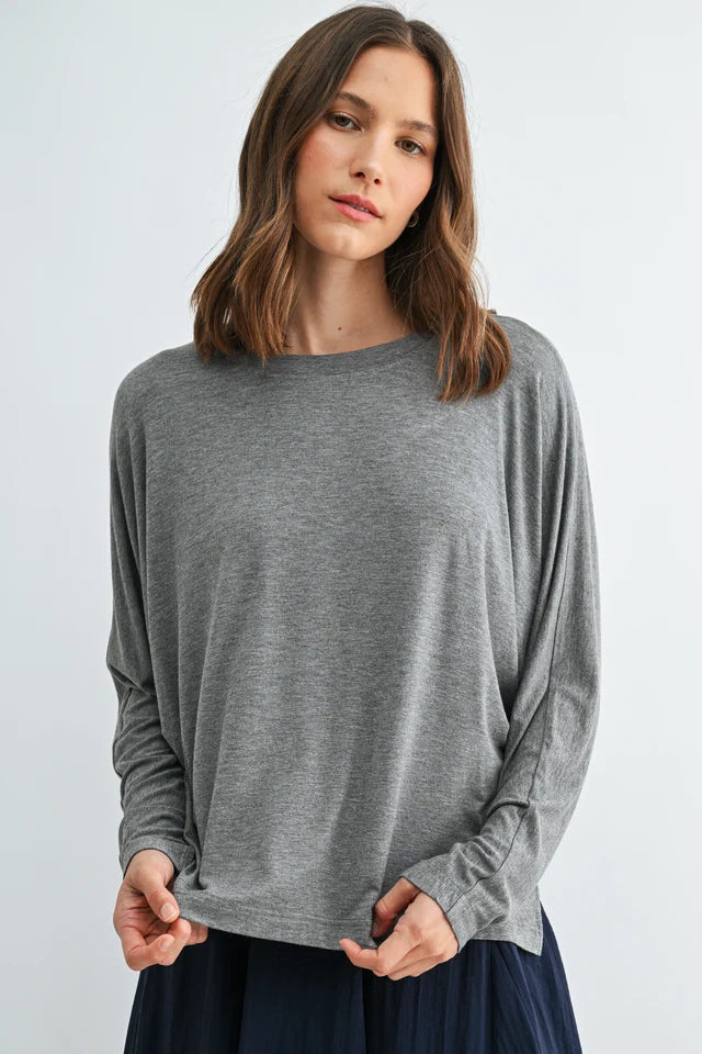 Soft Knit Long Sleeve Top by Fun2Fun in Grey