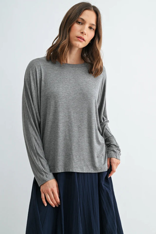 Soft Knit Long Sleeve Top by Fun2Fun in Grey