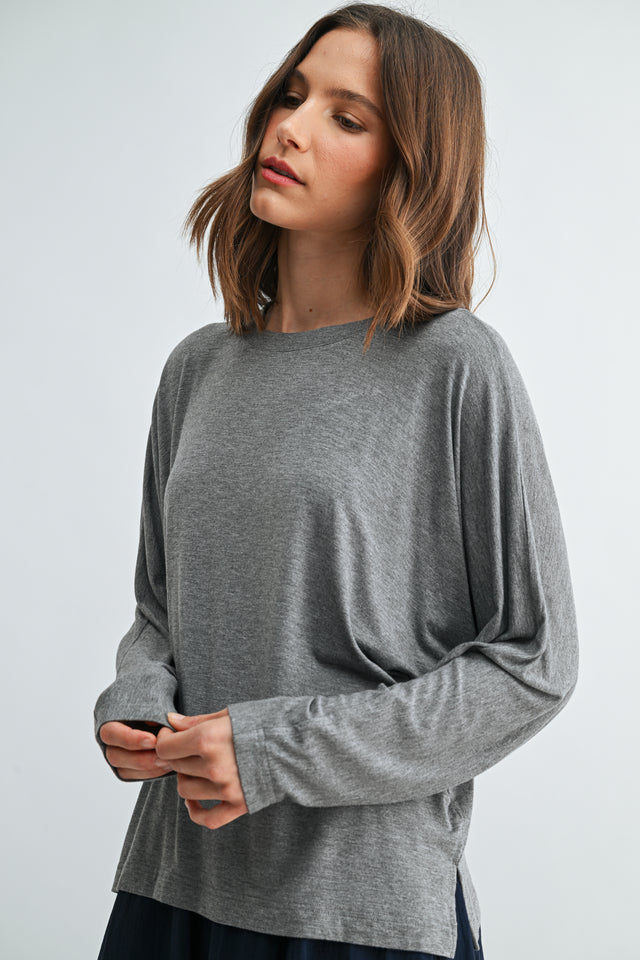 Soft Knit Long Sleeve Top by Fun2Fun in Grey