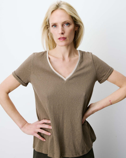 Aurelien T-Shirt by Grace & Mila in Khaki