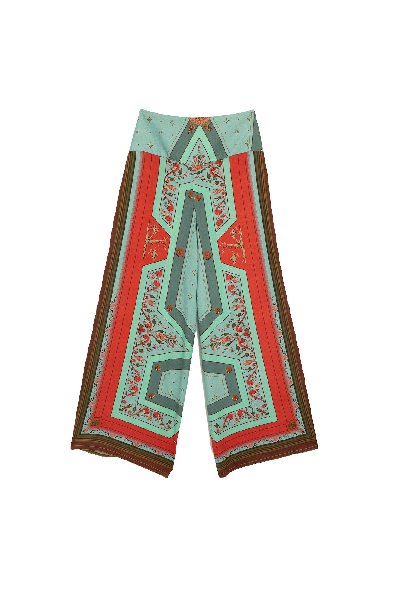 Fleur De Lys Palazzo Pants by One Hundred Stars in Aqua