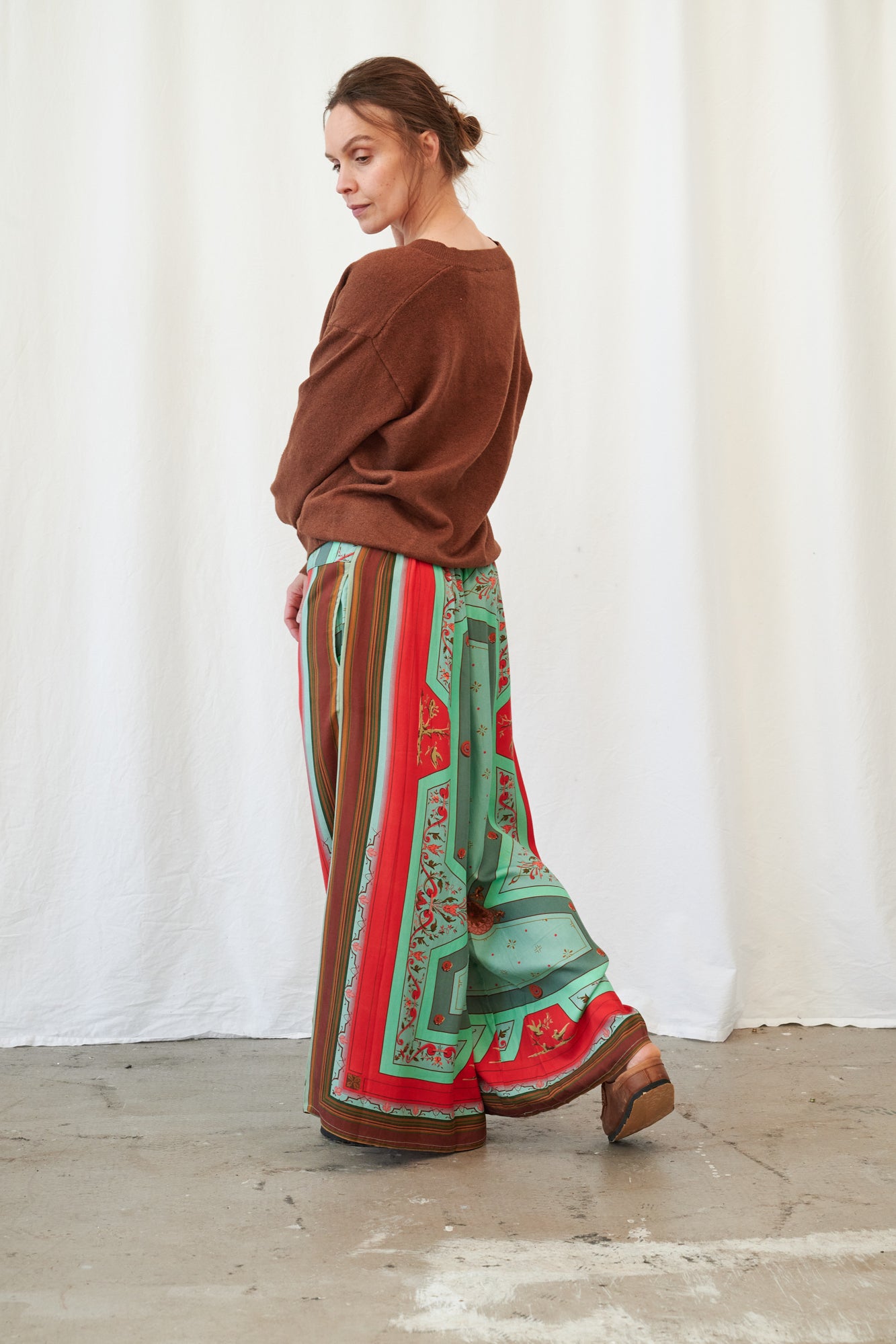 Fleur De Lys Palazzo Pants by One Hundred Stars in Aqua