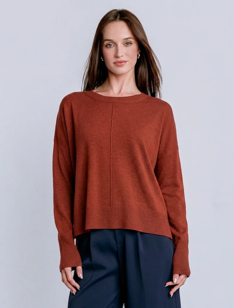 Wagner Knit Crew Top by Kerisma in Burnt Sienna