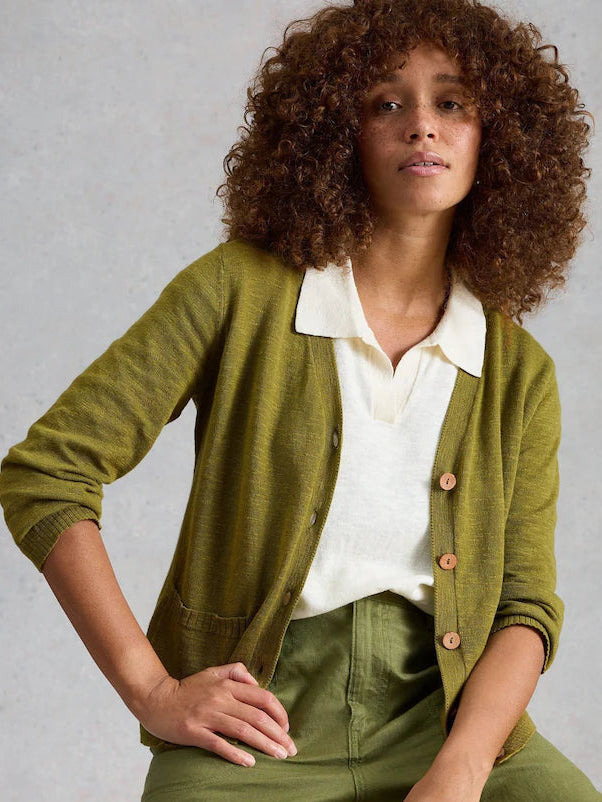 Nova Linen Blend Cardi by White Stuff in Mid Green