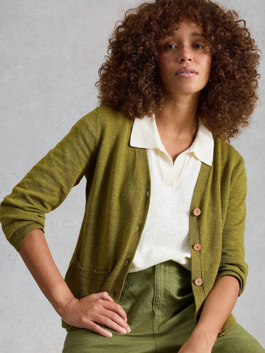Nova Linen Blend Cardi by White Stuff in Mid Green