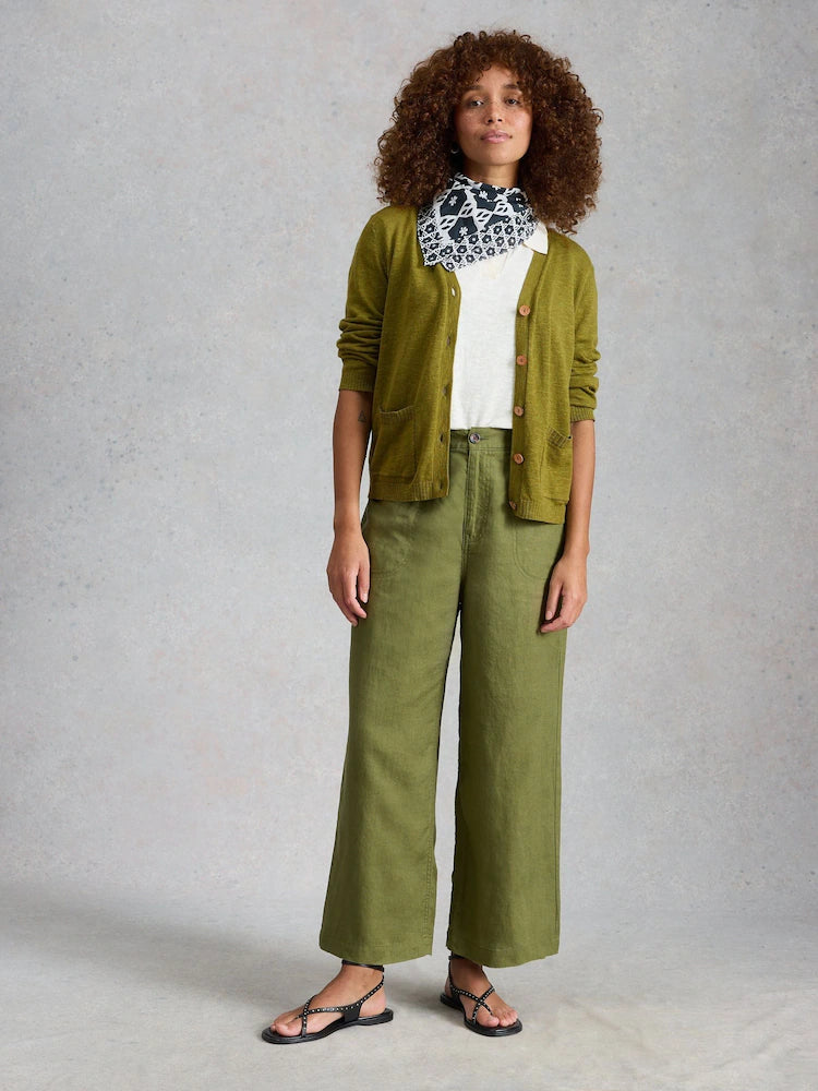 Nova Linen Blend Cardi by White Stuff in Mid Green