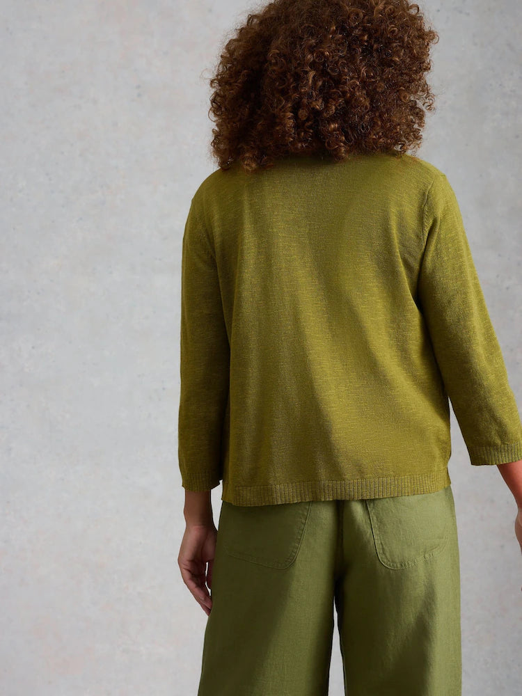 Nova Linen Blend Cardi by White Stuff in Mid Green