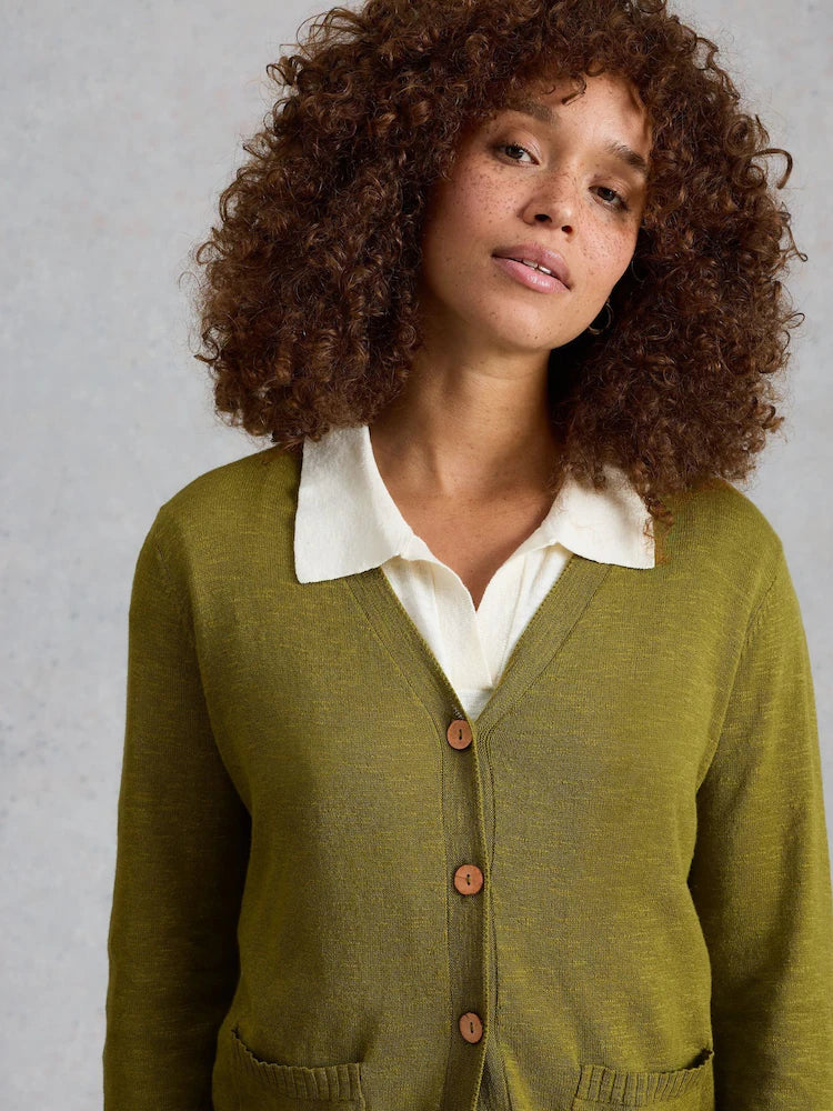 Nova Linen Blend Cardi by White Stuff in Mid Green