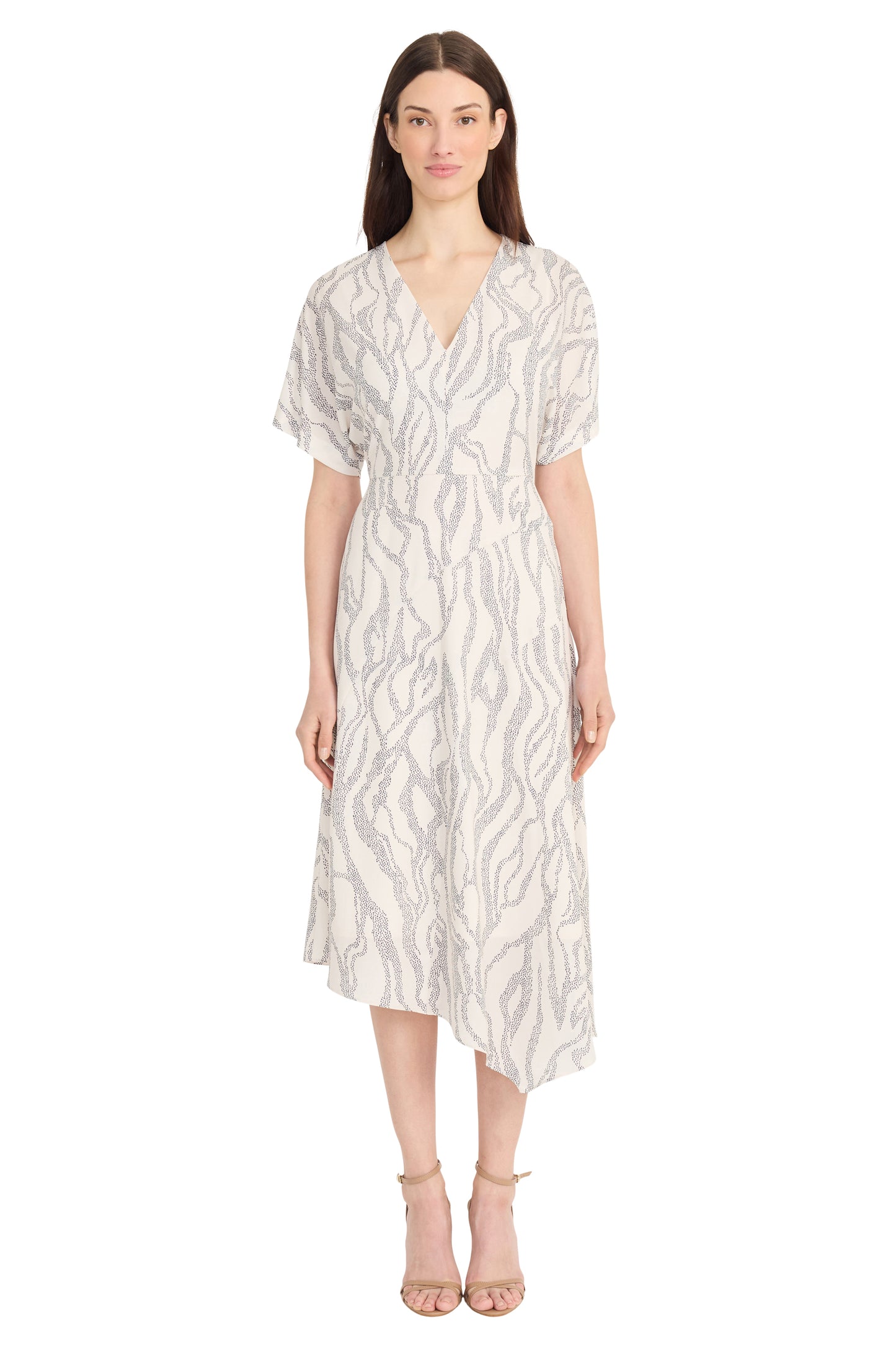 Print Dress by Maggy London in Ivory/Charcoal