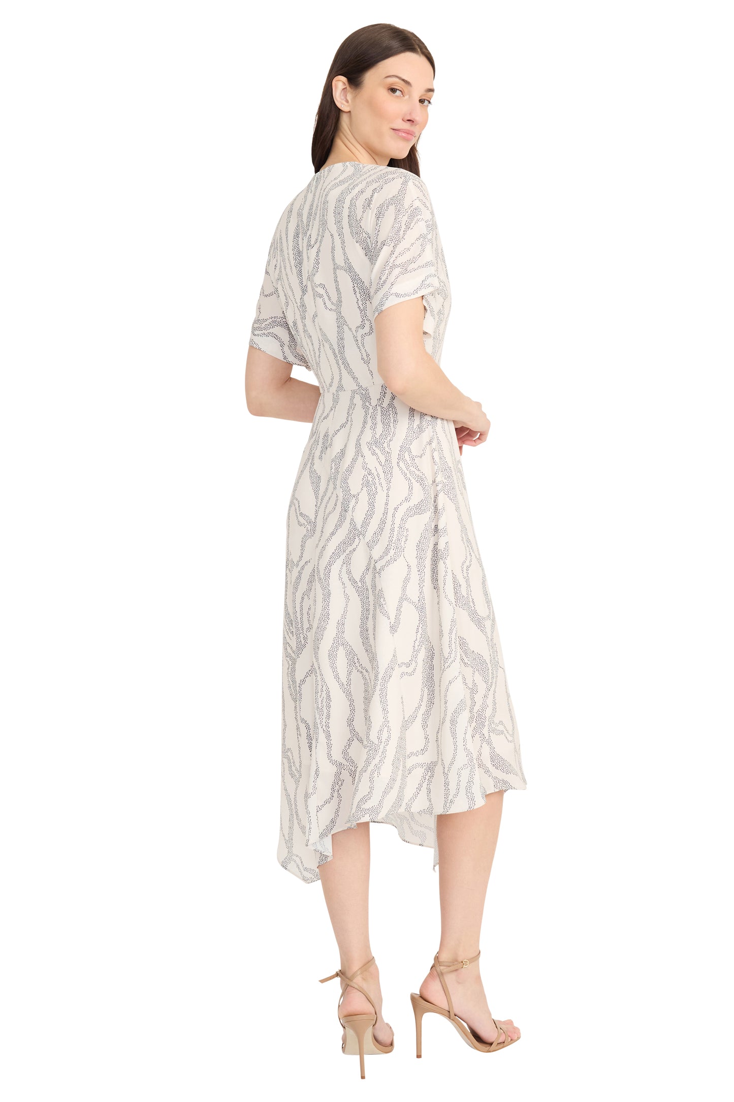 Print Dress by Maggy London in Ivory/Charcoal