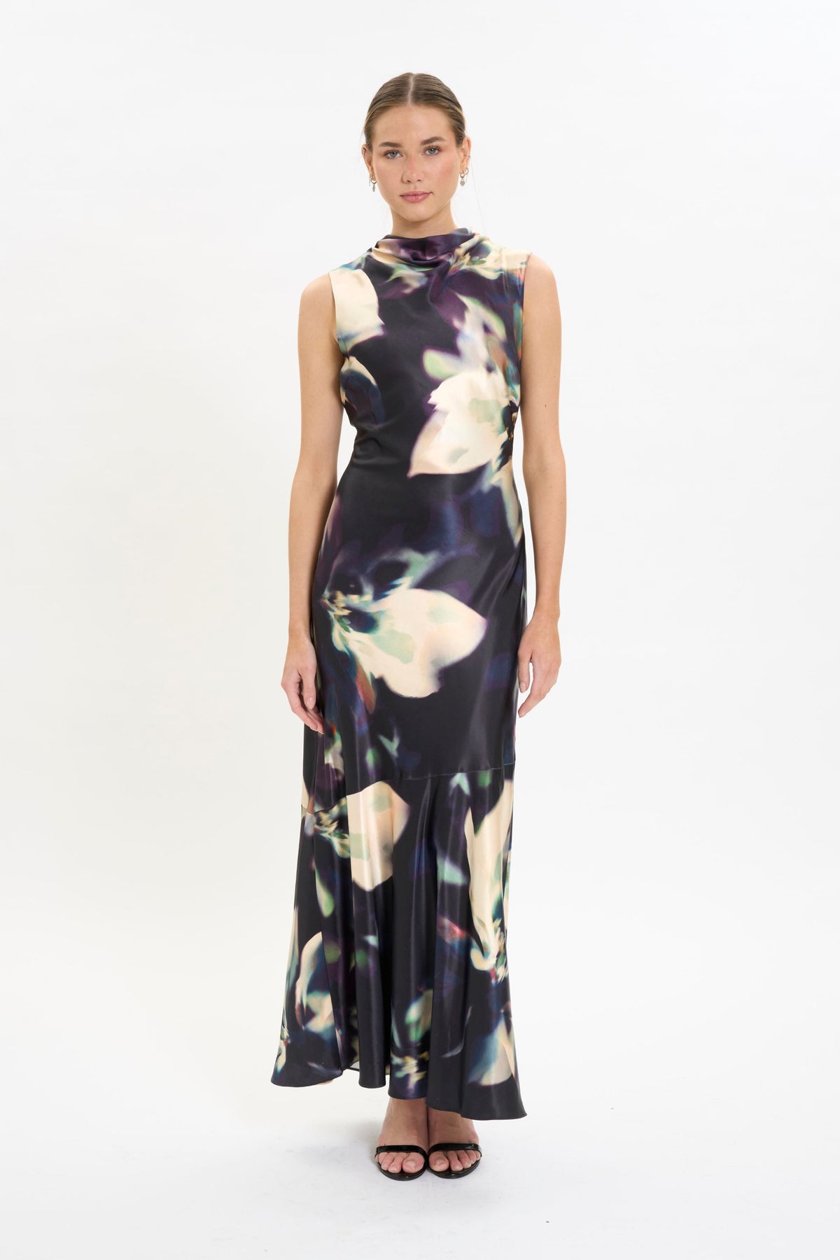 Satin Dress by Donna Morgan in Black and Cream