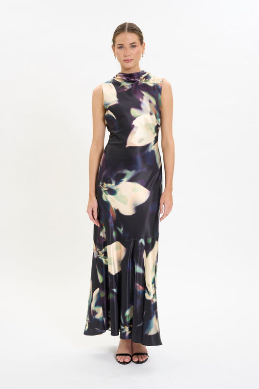 Satin Dress by Donna Morgan in Black and Cream