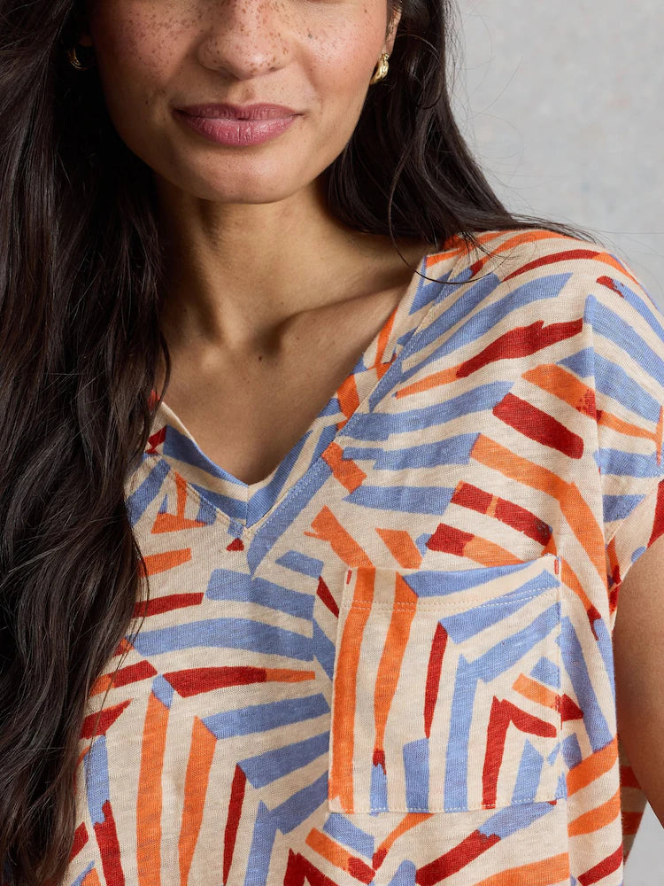 Iris Linen Tee by White Stuff in Natural Multi